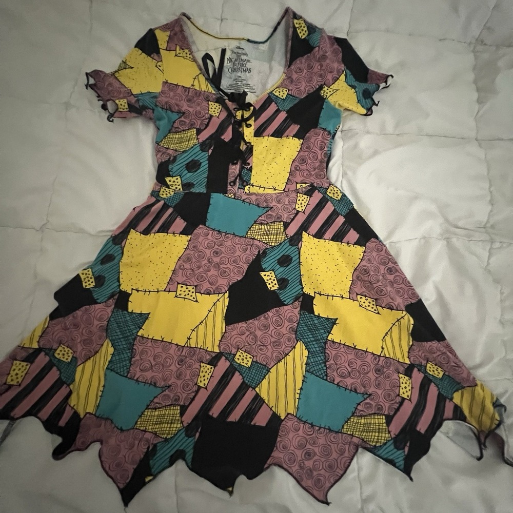 Disney Nightmare Before Christmas Sally Patchwork Dress Small Halloween Cosplay